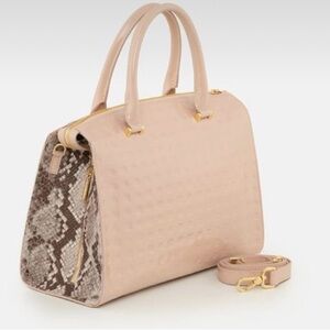 ARCADIA “Clizia” Large Top Handles Embossed Gusset Patent Leather NEW W/TAG